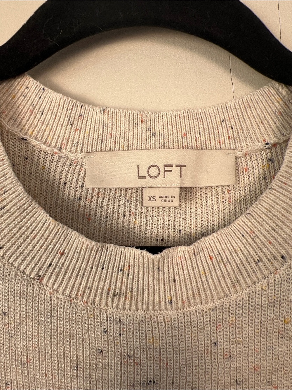 LOFT Speckled Crewneck Sweater XS Oatmeal Neutral Minimalist - Picture 2 of 3